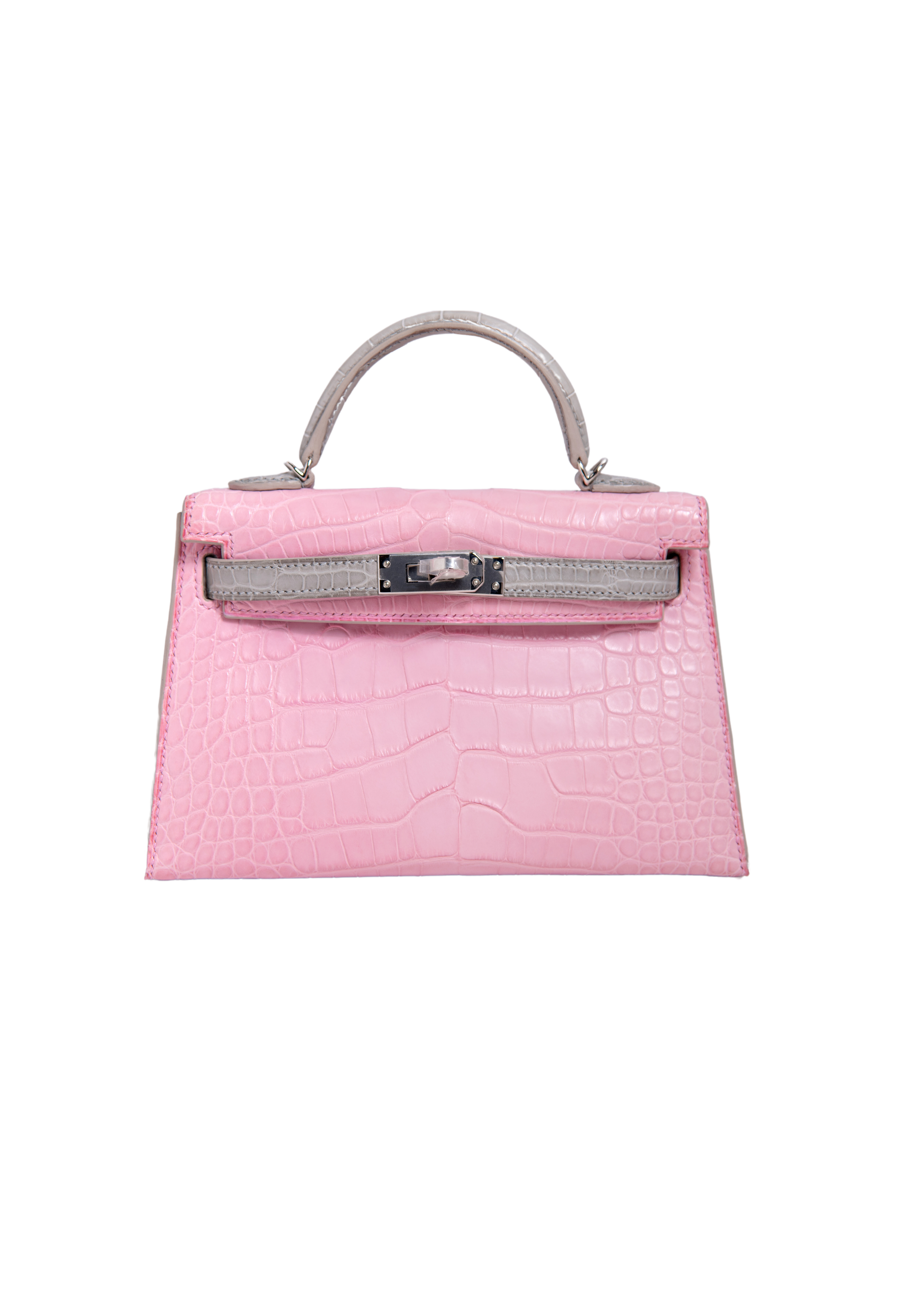 ⁠⁠Kelly Pochette Bubble Gum Matte Alligator GHW